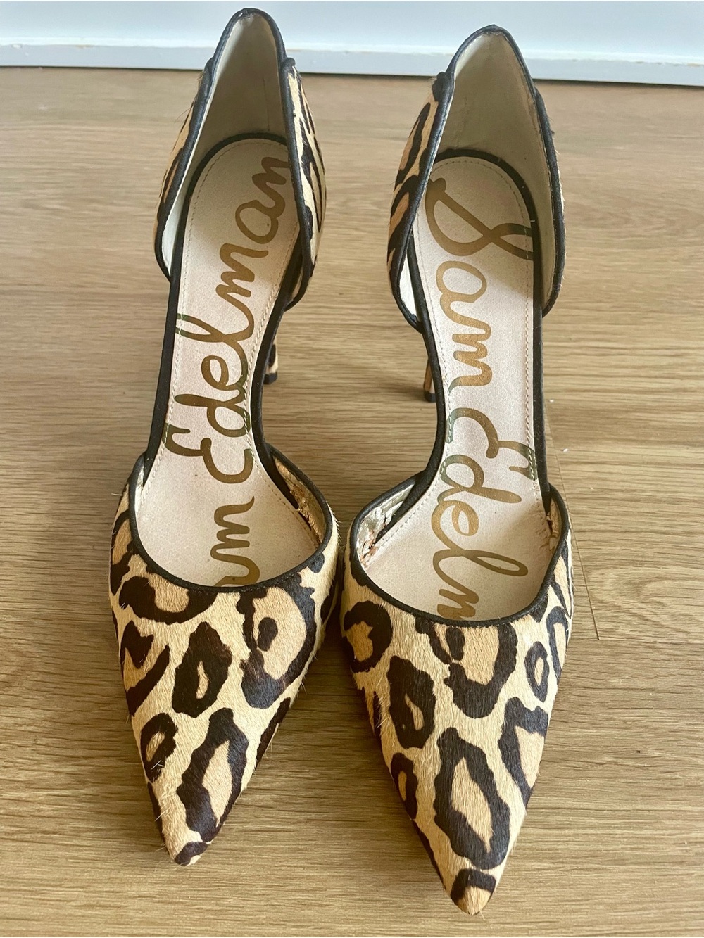 Sam Edelman Leopard Print Pointed D'Orsay Heels - Tan & Black